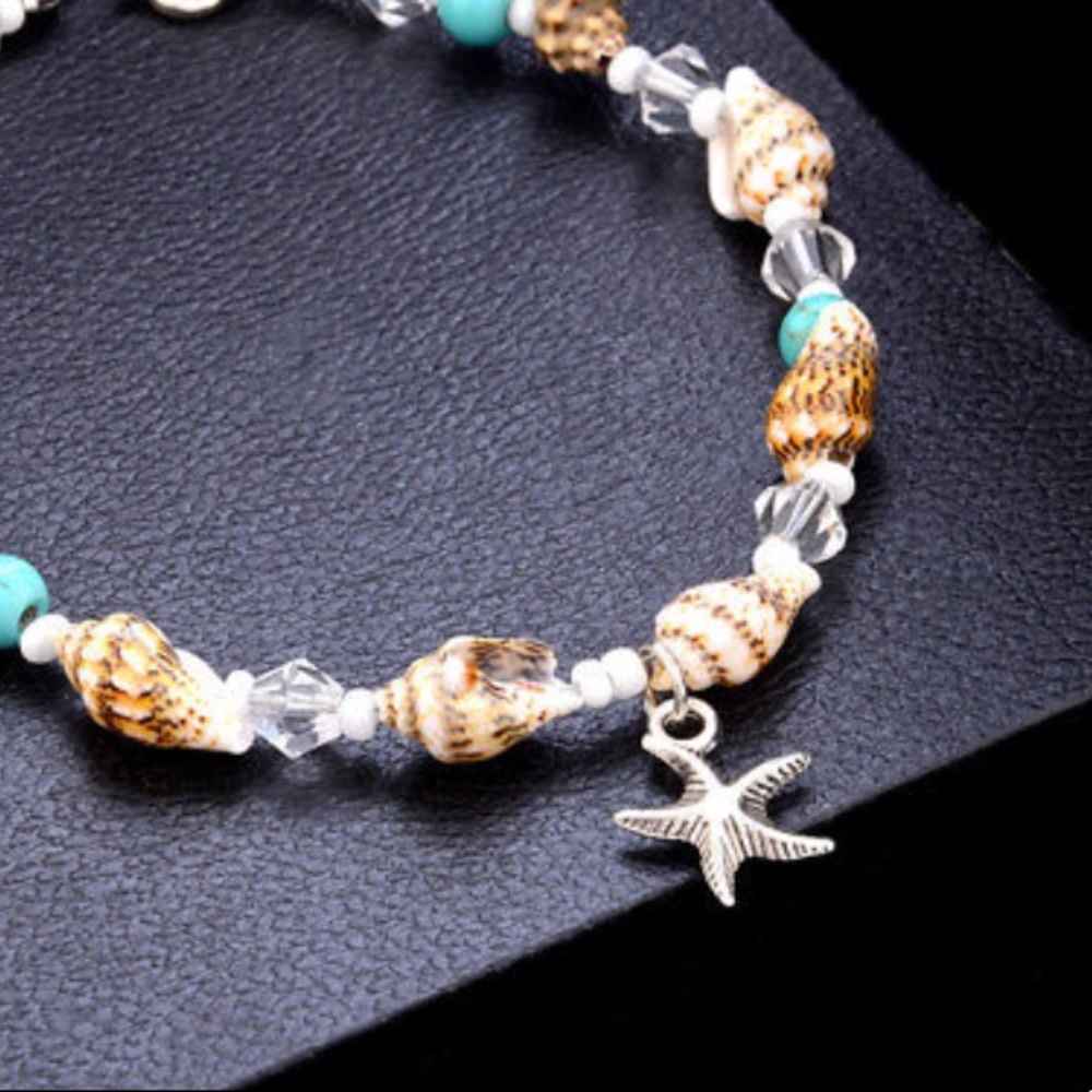 1 LEFT! ๐ STARFISH & SHELL BEADED ANKLET BRACELET - Picture 6 of 6